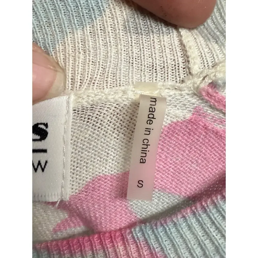 27 Miles Sweater Womens Small Pastel Camo Coastal Malibu Linen Cotton